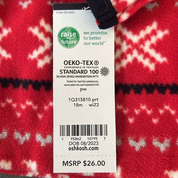 Oshkosh B’gosh Red Fleece Pullover -18M - Picture 6 of 7